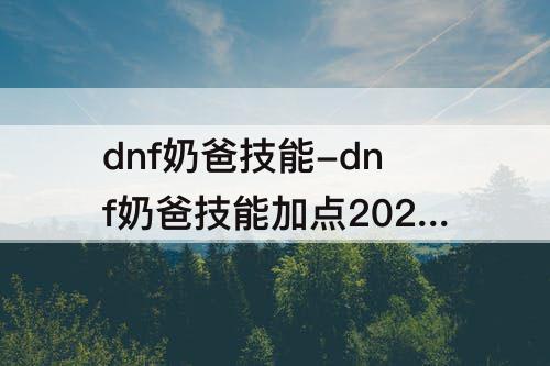 dnf奶爸技能-dnf奶爸技能加点2022辅助