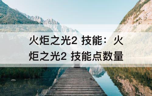 火炬之光2 技能：火炬之光2 技能点数量
