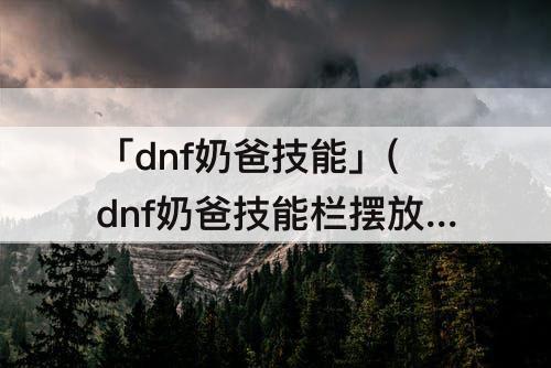 「dnf奶爸技能」(dnf奶爸技能栏摆放)