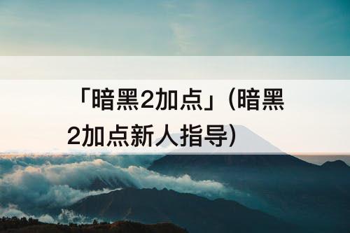 「暗黑2加点」(暗黑2加点新人指导)